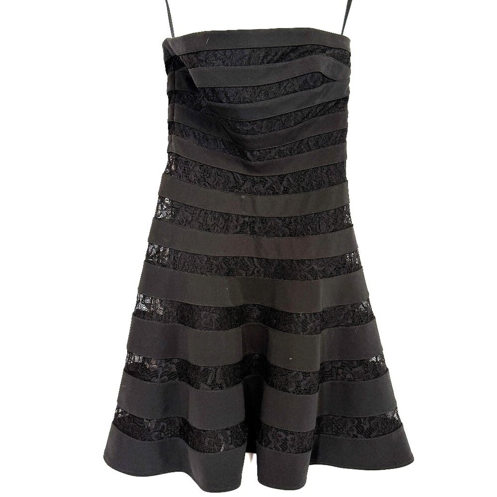 White House Black Market Strapless Black Lace Dress